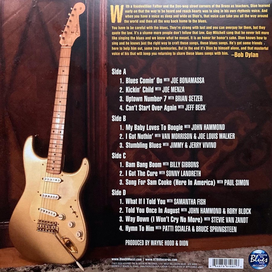 Dion – Blues with Friends, Back-Cover mit Tracklist